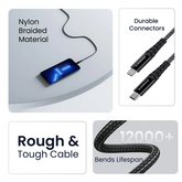 Ambrane Type-C to Lightning USB Cable, 22.5W Fast Charging, 480Mbps Data Sync Cable Compatible with iPhone, iPad, Macbook, iMac, AirPods, 1.25m (ABTL-125 Black)